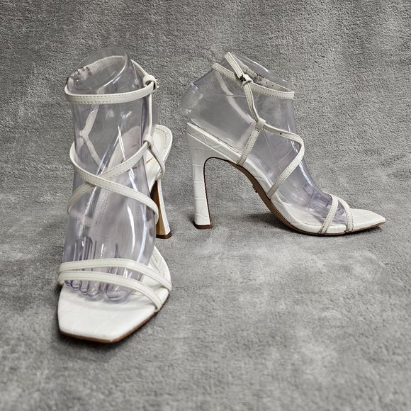 Sam Edelman Shoes - Sam Edelman Womens Lela Bright White Ankle Strap Heels Size 7 textured open toe